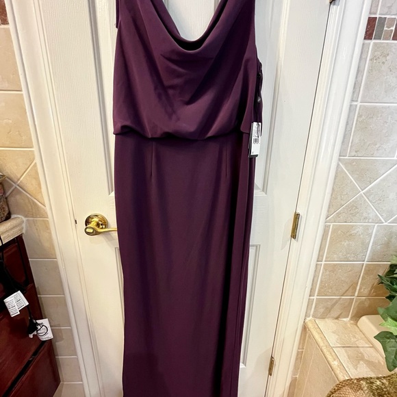 NWT Purple Adrianna Papell Cowl-Neck Crepe Gown, Sz 14 - Picture 9 of 13